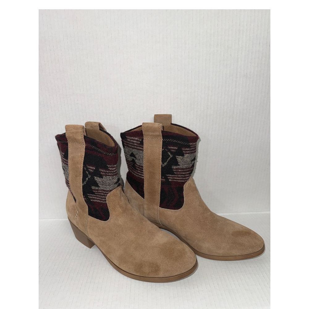 Bjorndal Women Austin Ankle Boot 10 Tan Aztec Knit Western Rodeo Boho Cowboy Y2K